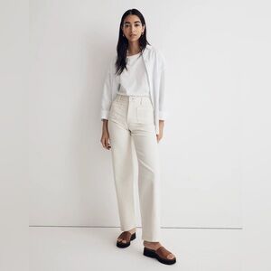 Madewell Cream High-Rise Wide-Leg Jeans